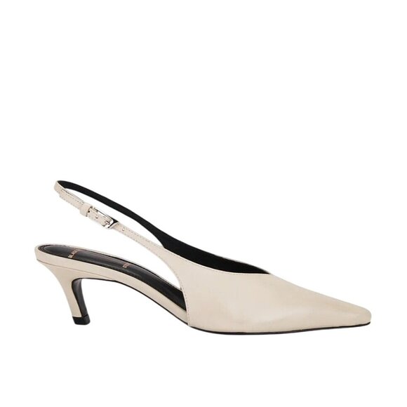 BLACK SUEDE STUDIO Lou 50 Slingback in Swan Leather Ivory 40 With Box Womens - Picture 1 of 13